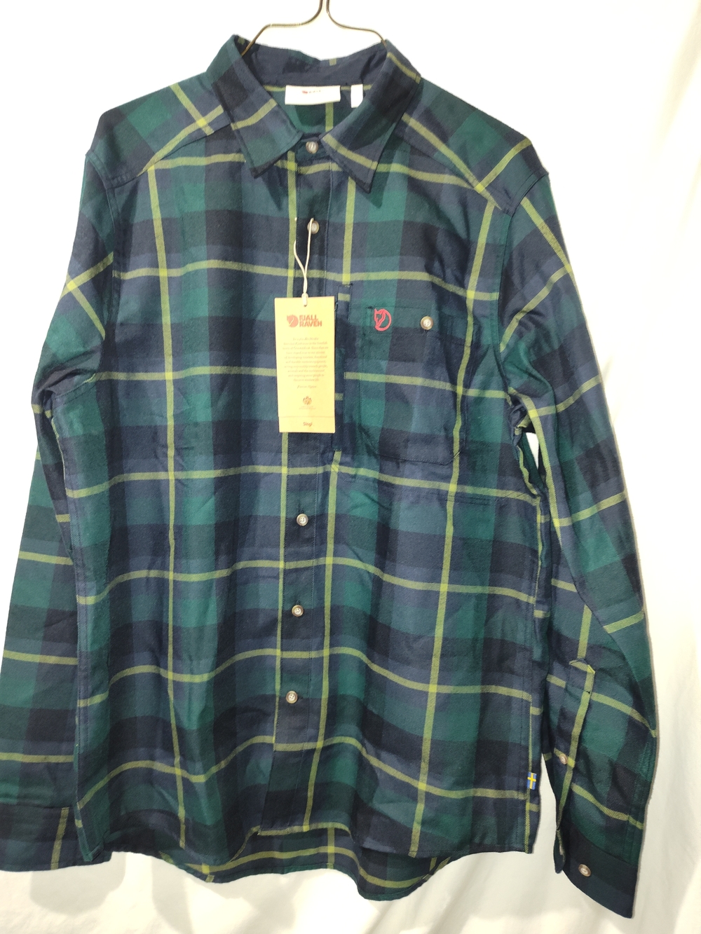 Fjallraven Green and Navy Plaid Button-Down Shirt